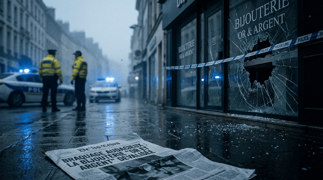 Article de presse sur un braquage de bijouterie