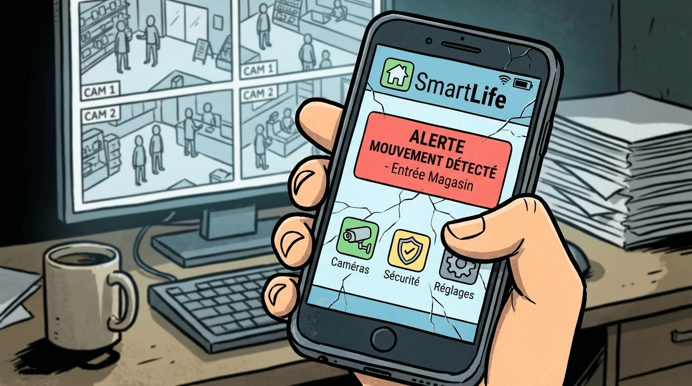 Application SmartLife avec alerte intrusion sur smartphone - surveillance commerce
