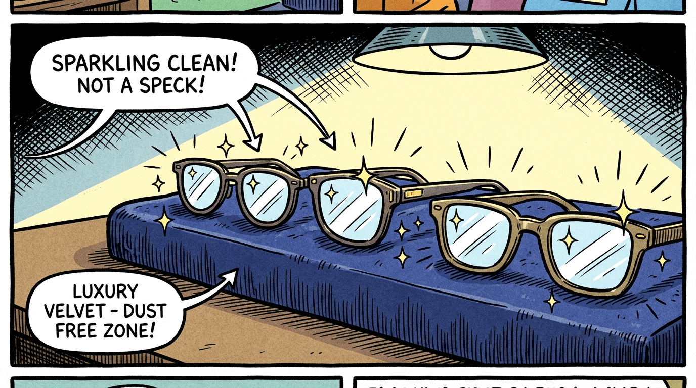 Montures de lunettes parfaitement intactes après dissipation du brouillard de sécurité