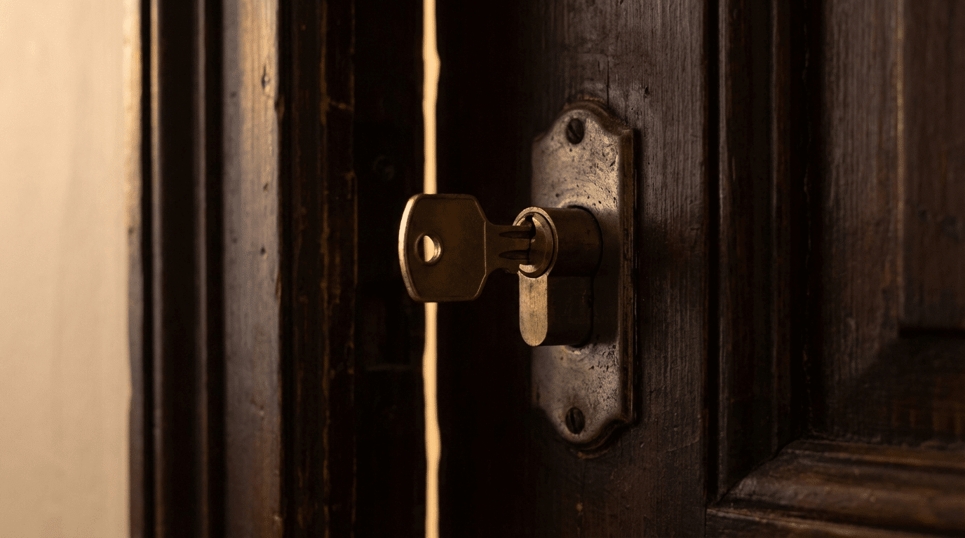 Clé dans serrure intérieur danger