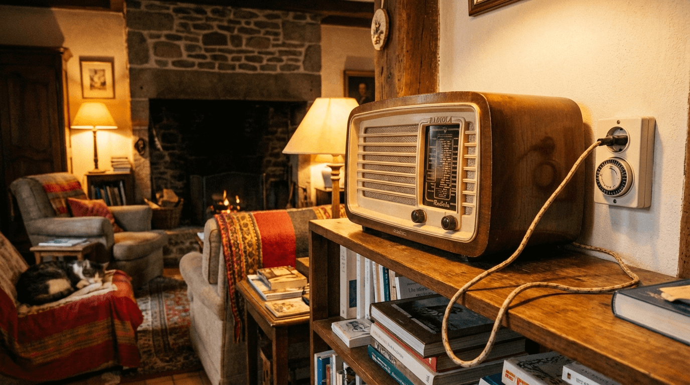 Radio sur prise programmable pour simuler une présence dans la maison