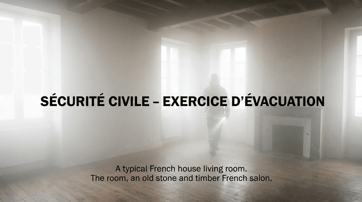 Salon vide envahi par brouillard de sécurité Smoke-Defender