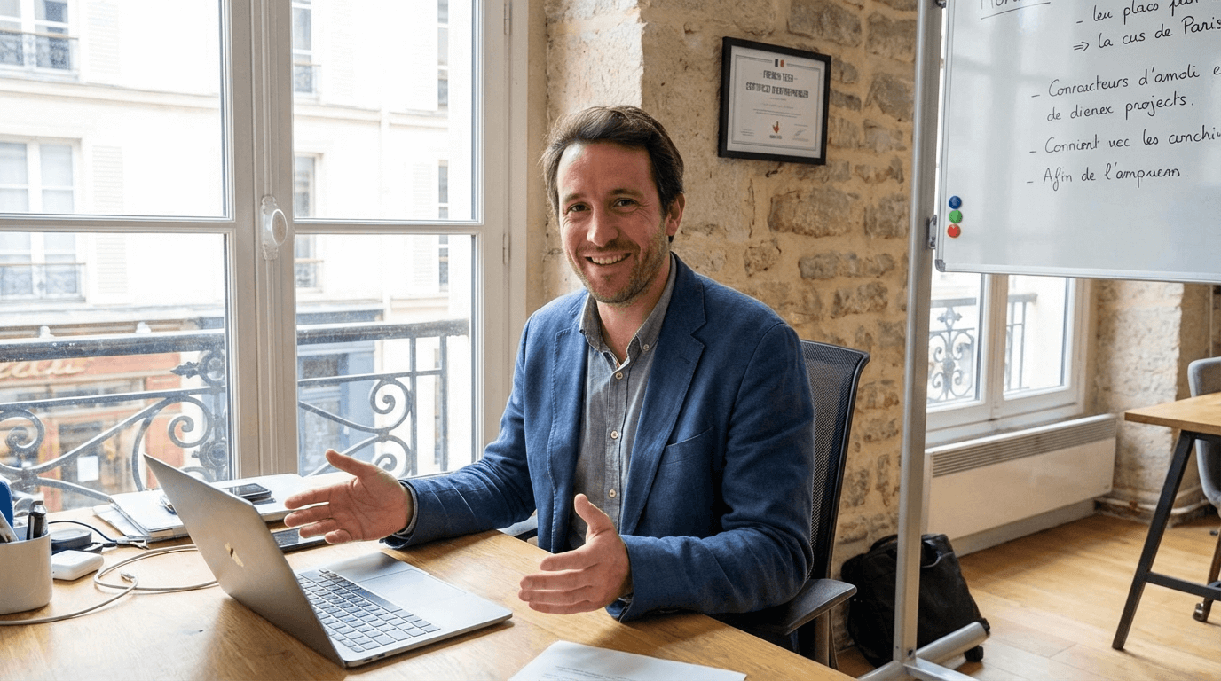 Entrepreneur français répondant avec transparence
