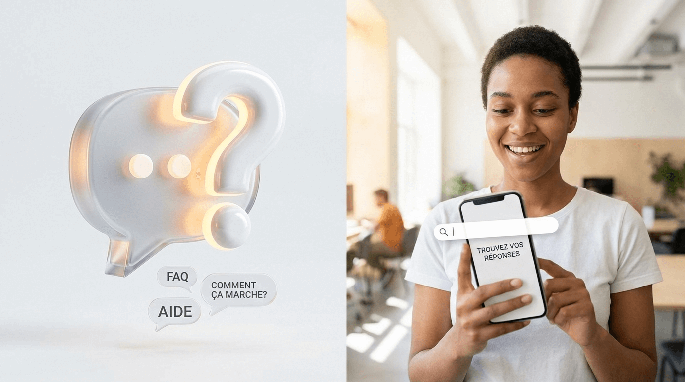 Bulle de dialogue FAQ questions fréquentes