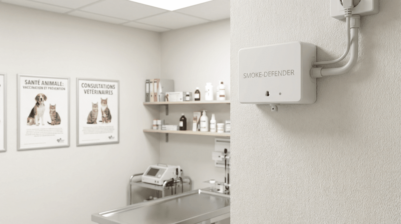 Générateur Smoke-Defender installé dans clinique vétérinaire