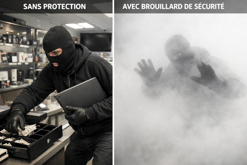 Efficacité d'un générateur de brouillard : avant/après