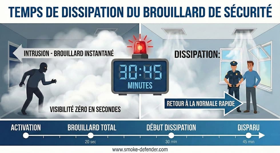 durée dissipation brouillard anti cambriolage