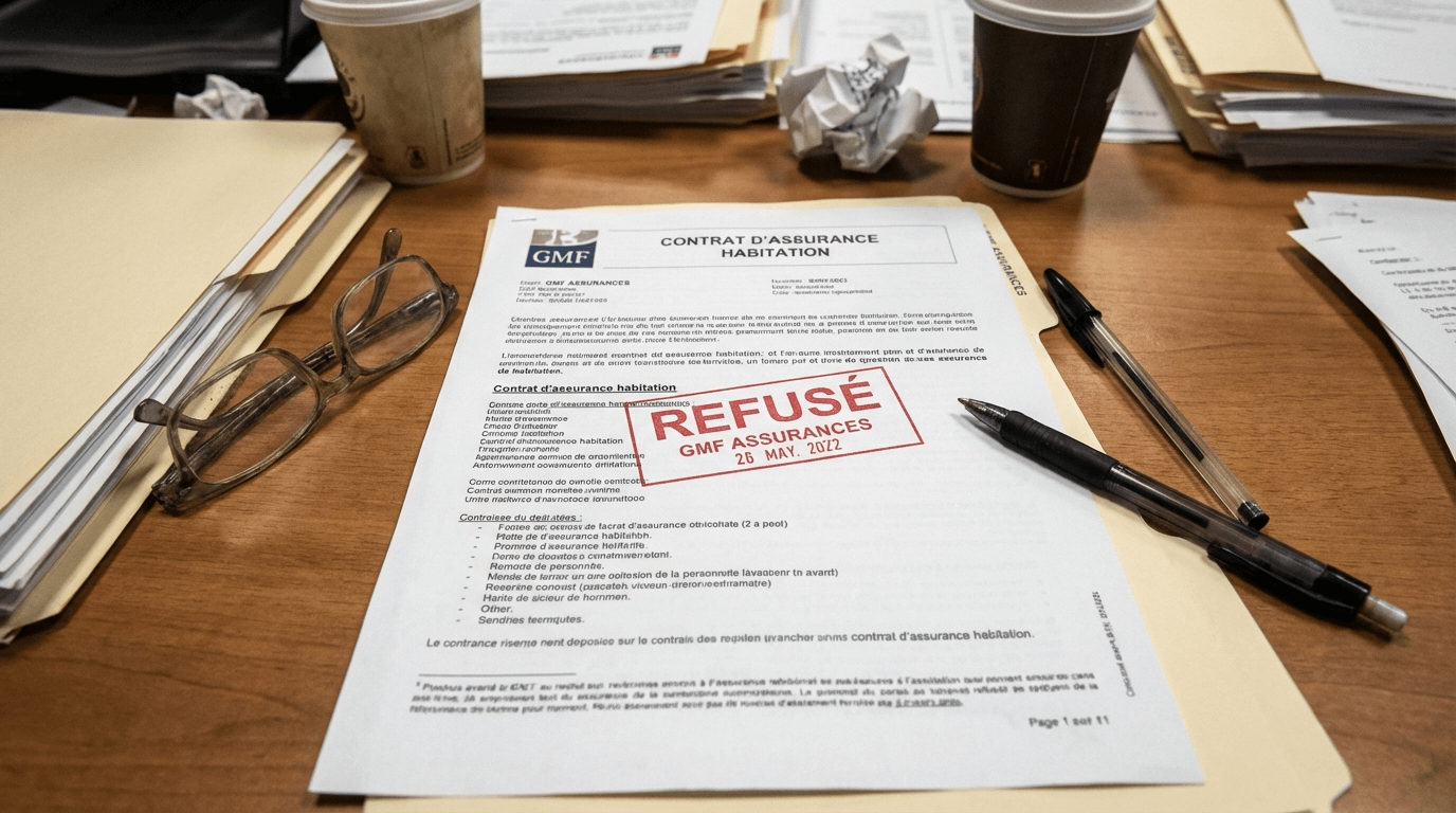 Försäkringsdokument och kvitton på ett skrivbord efter inbrott