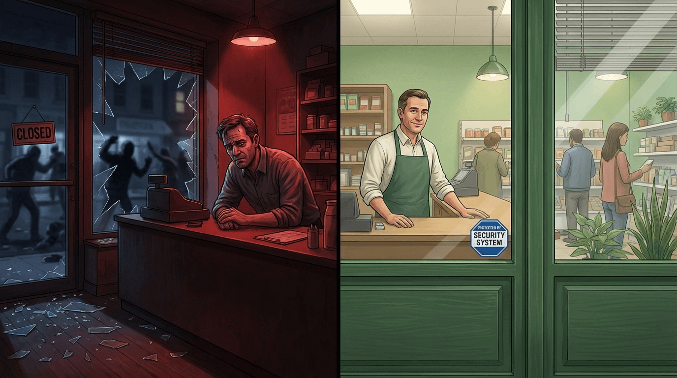 Comparaison avant et après installation du générateur de brouillard Smoke-Defender