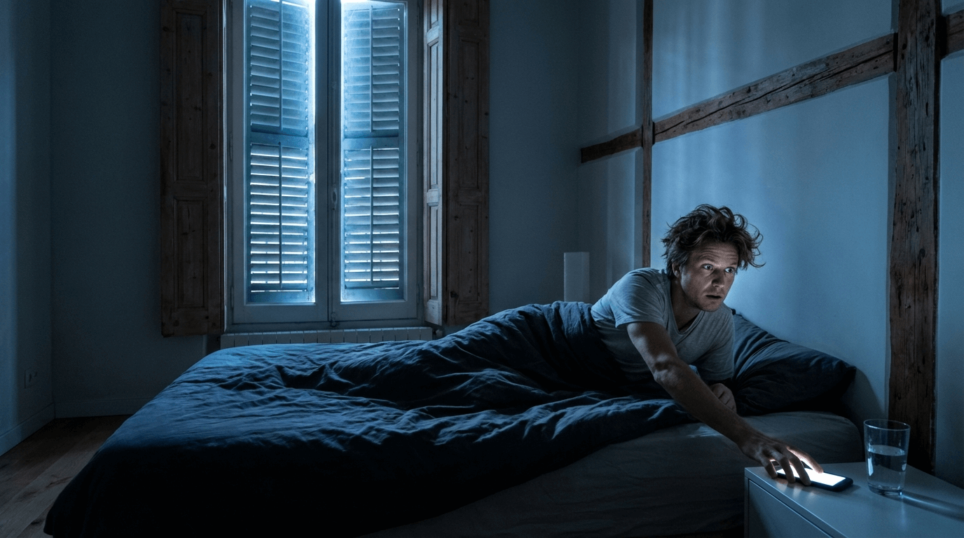 Person som vaknar på natten av misstänkt ljud vid inbrott