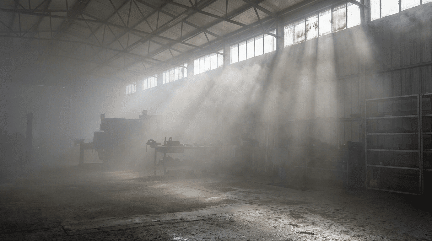 Säkerhetsdimma som fyller en lantbrukslada