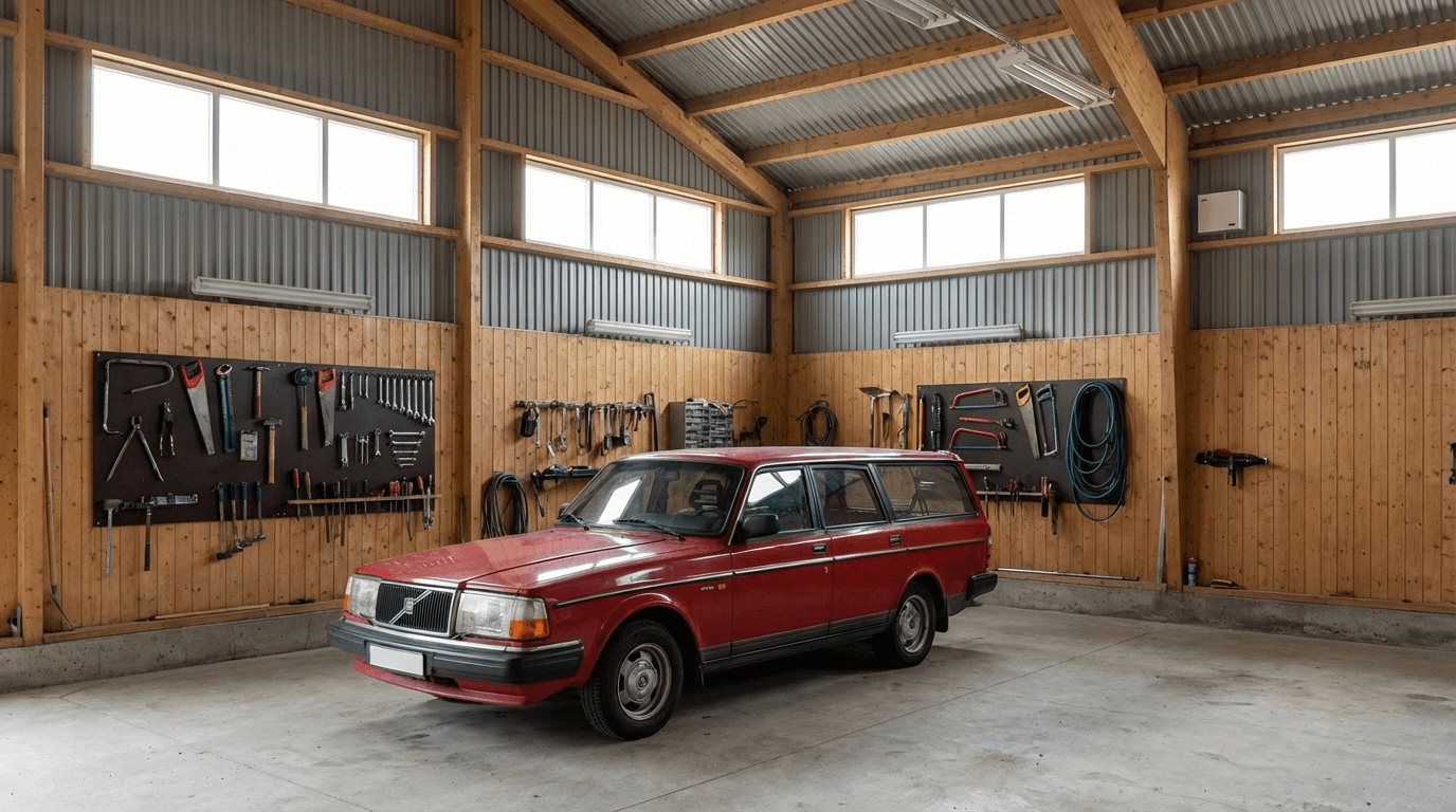 Dimgenerator installerad i svenskt garage för inbrottsskydd