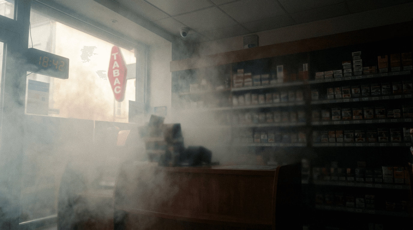 Brouillard de sécurité en action dans un bureau de tabac