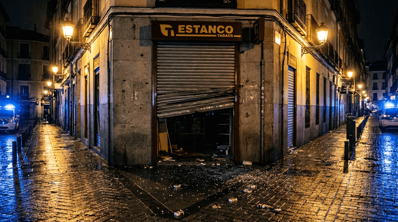 Tienda española con la persiana forzada tras un robo nocturno