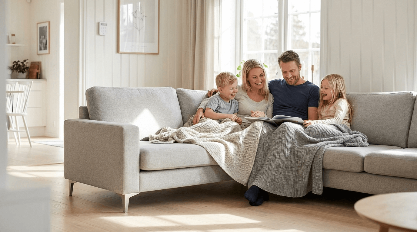 Svensk familj trygg hemma med dimgenerator utan abonnemang